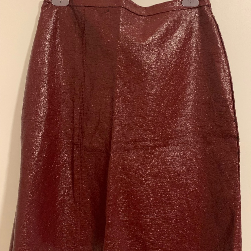 Elegant Faux Leather Burgundy Zara Skirt